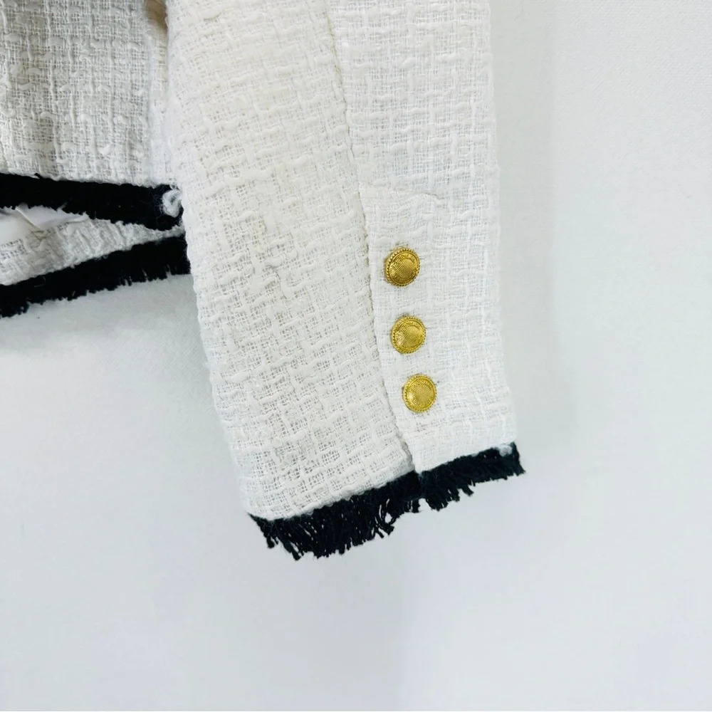 G by Giuliana Womens Faux Tweed Jacket Blazer Ivory Medium Career Casual Modest - Picture 11 of 12